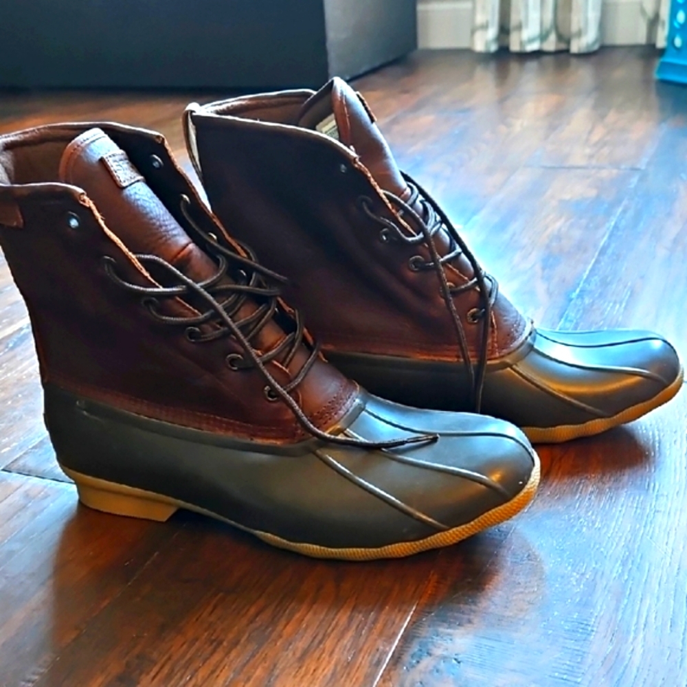 Sz 12 Sperry 2 tone Brown Leather Mens Duck Boots